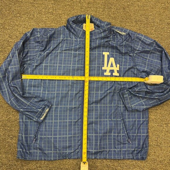 Mitchell & Ness LA Dodgers MLB Blue Plaid Windbreaker Jacket Hood Mens Size 4XL - Picture 13 of 16